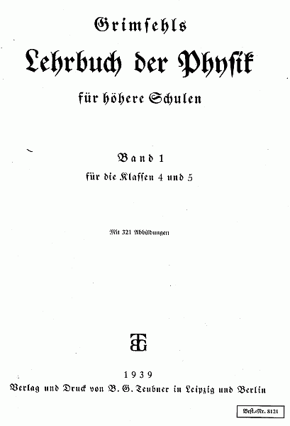 Physikbuch von 1939