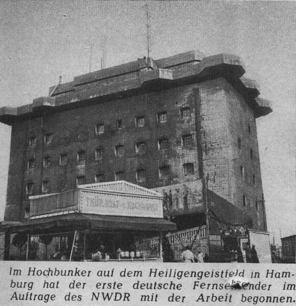 Hochbunker auf dem Heiligengeistfeld in Hamburg als Fernsehstudio des NWDR